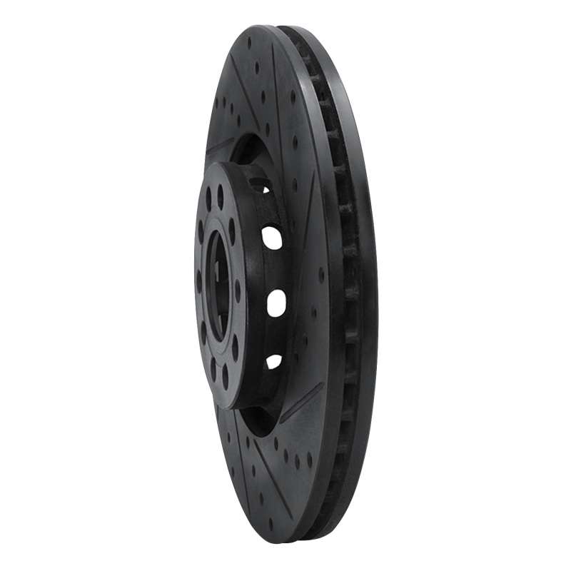 Audi A4 Quattro Brake Rotor (1) - Front Right - R1 Concepts - Drilled & Slotted - Black - `97-`06